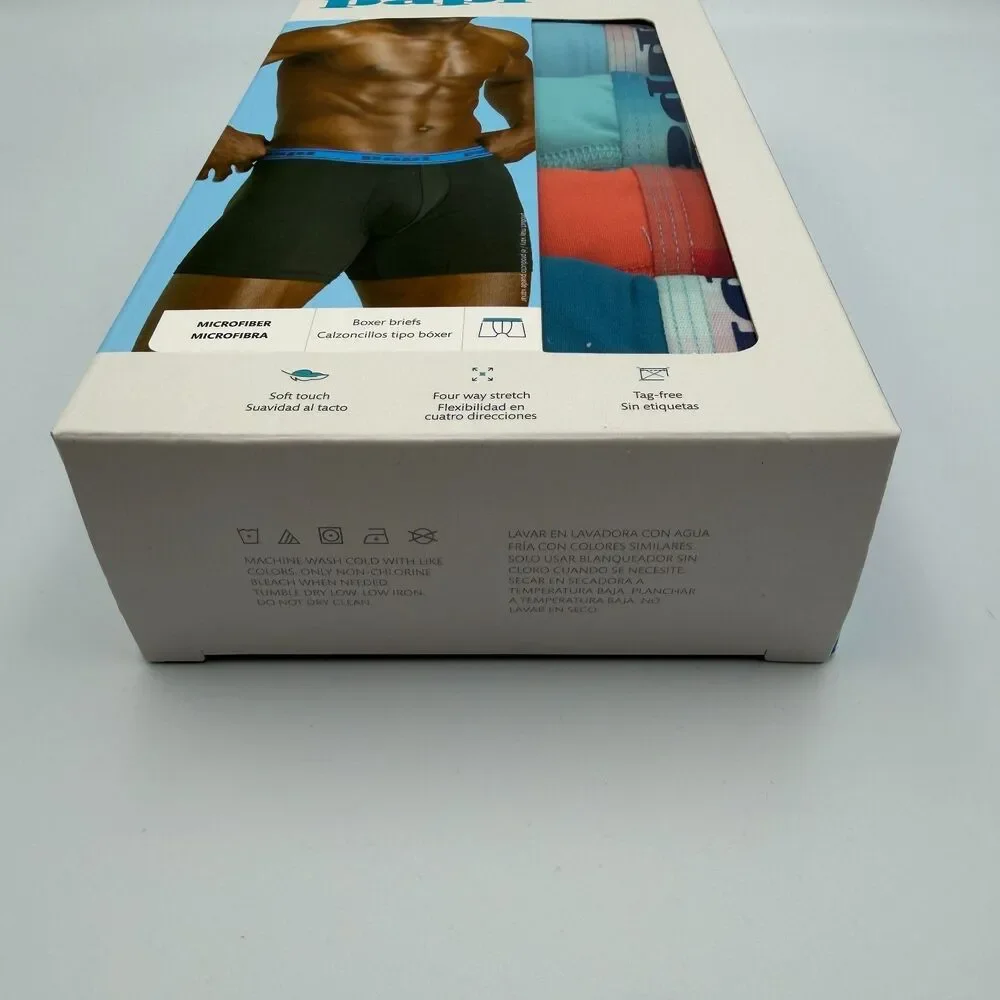 Papi Men’s Microfiber Boxer Briefs 4-Pack Contour Pouch Stretch M (32-34) NIB